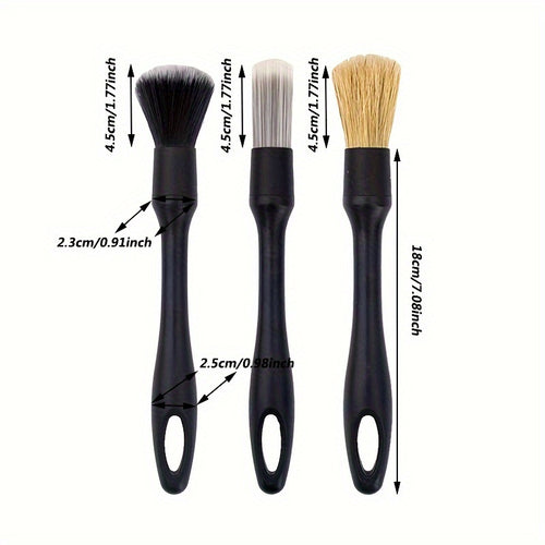 Car Detail Brush 3pcs Set, Wheel Brush, Soft-bristled Interior Gap Brush, Car Wash Tool Cleaning Brush Set
